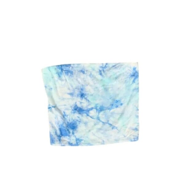 American Eagle Women’s Tube Cropped Top Blue Tie Dye Bandeau Strapless Small - Picture 11 of 12